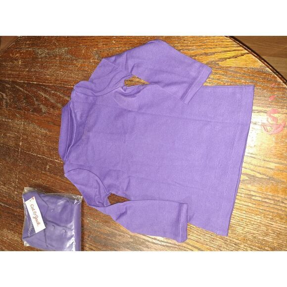 New Three 3T Cat & Jack Purple Long Sleeve 3 Button Pullover Shirt Top w Collar - Picture 4 of 4